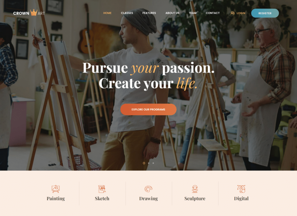 Crown Art - 그림 및 음악 학교 WordPress Theme