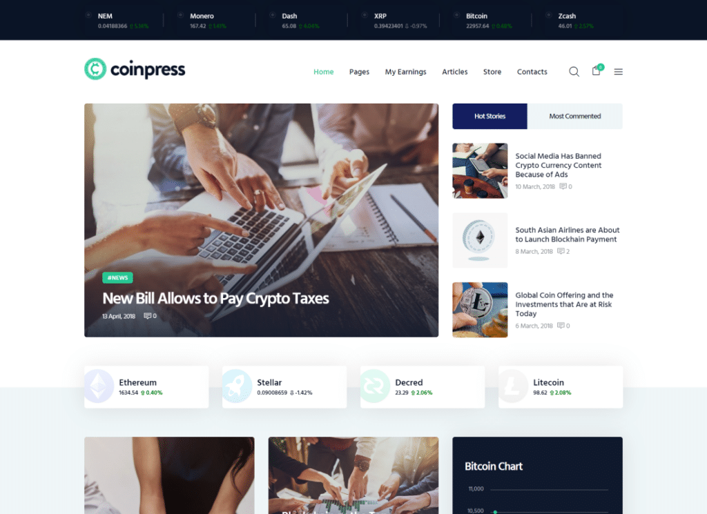 Coinpress - ICO Криптовалютный Журнал и Блог WordPress Тема