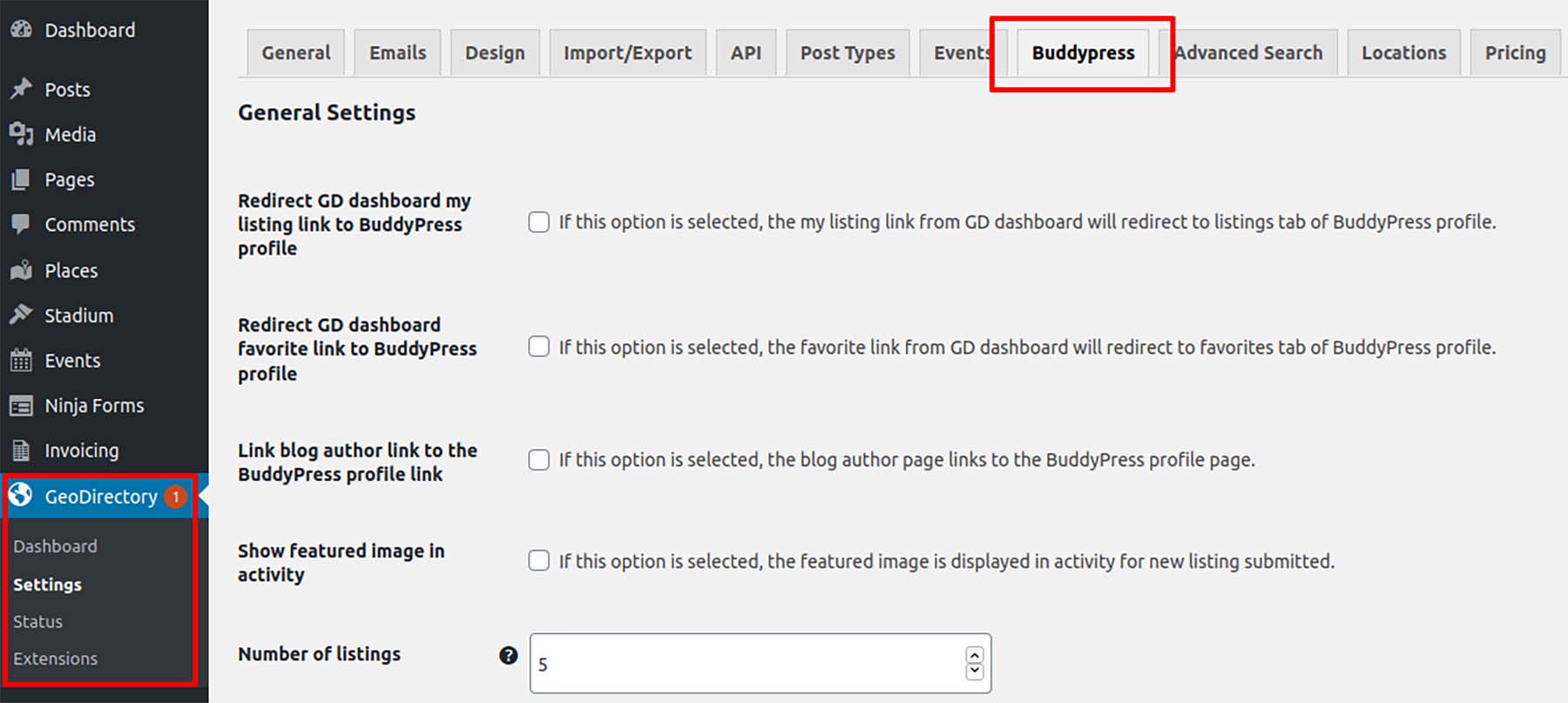 Integração BuddyPress com GeoDirecory