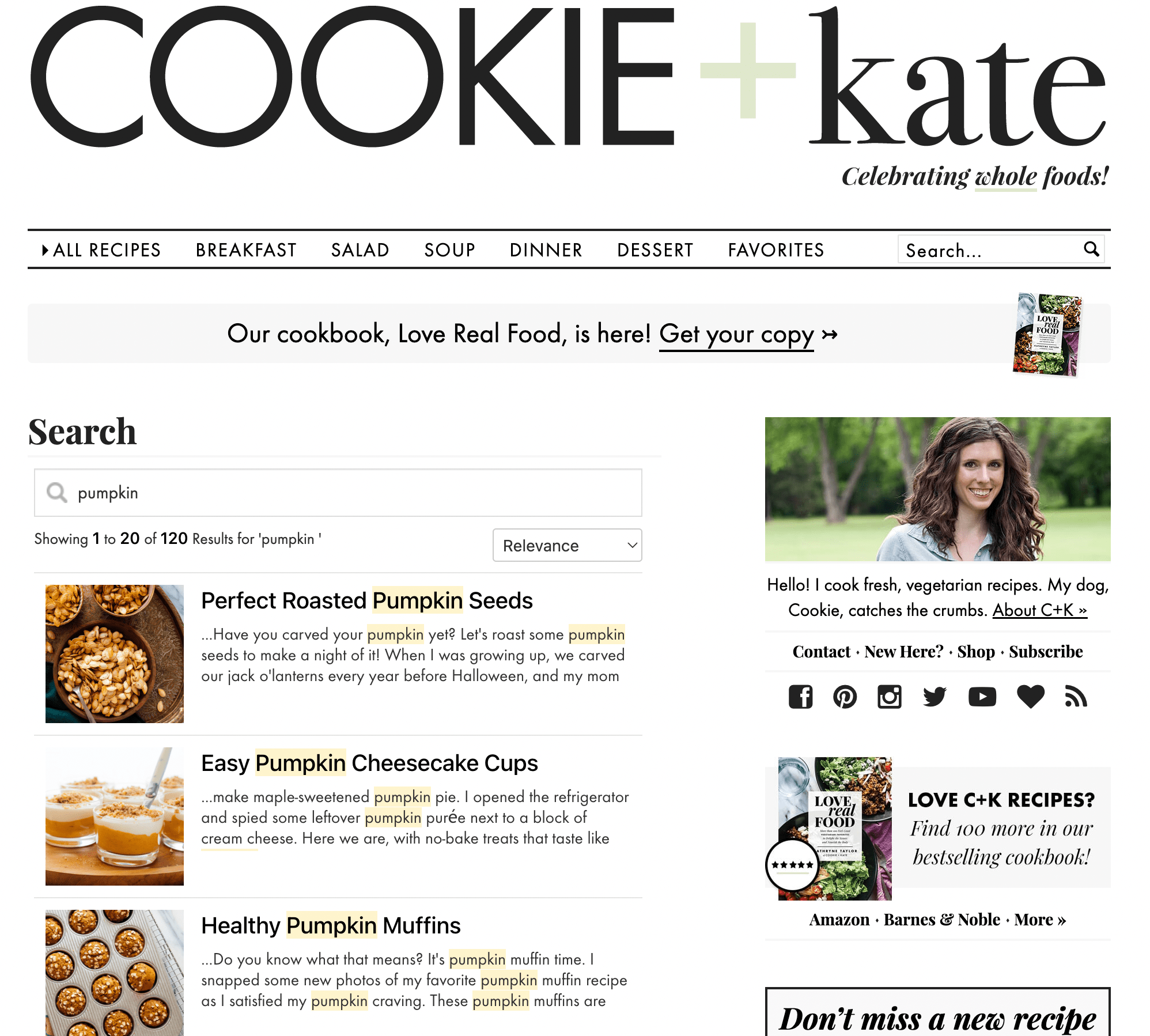 Cookie + Kqte-Website mit der Suchergebnisseite