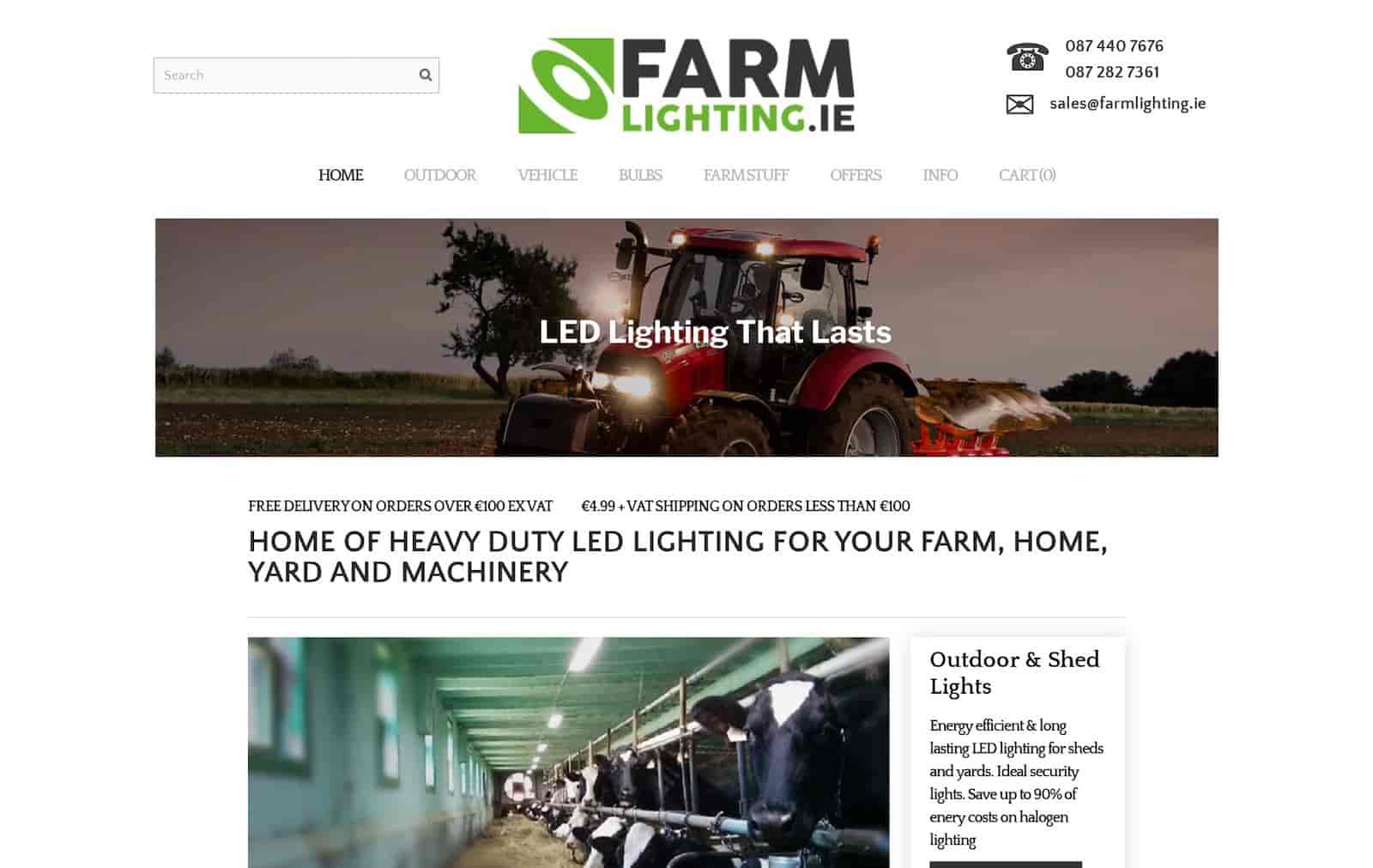 Farm Lighting 是电子商务商店销售实体产品并使用 Weebly 为网站提供动力的另一个示例。