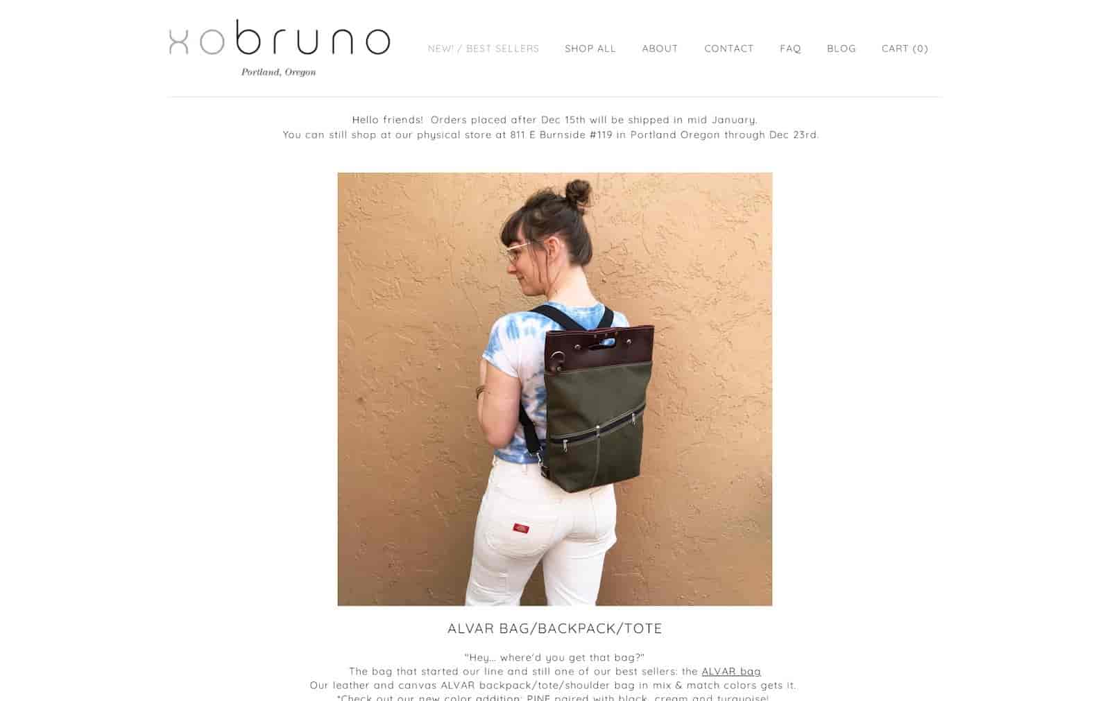 xobruno 是电子商务商店最好的 Weebly 网站示例之一。