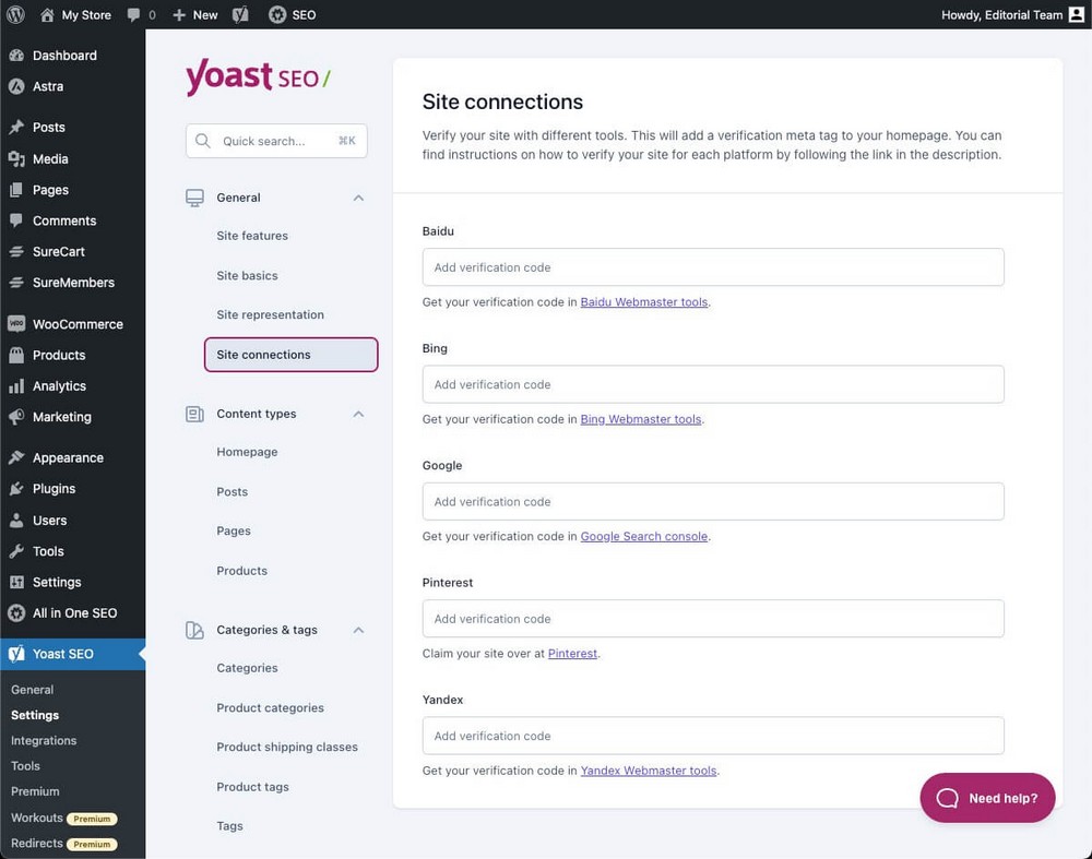 Verifikasi Alat Webmaster Yoast