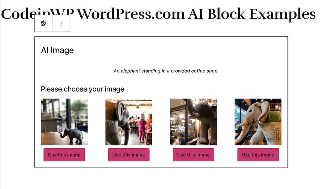 Blocco immagine AI di WordPress.com