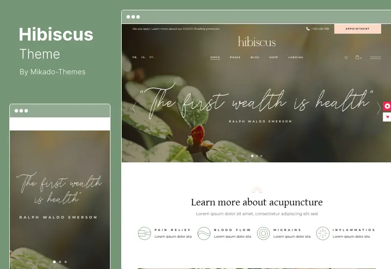 Tema Hibiscus - Tema WordPress di medicina alternativa e negozio biologico