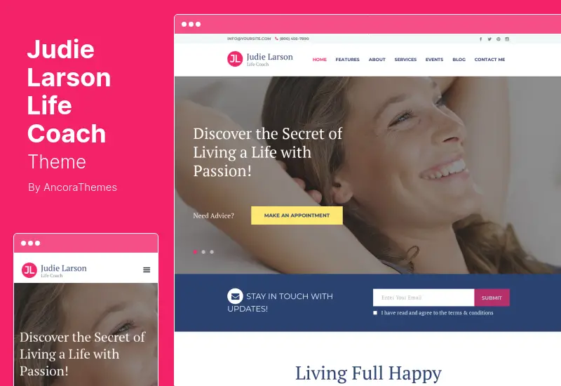 Judie Larson Life Coach Theme - Tema WordPress personale per life coach e psicologo