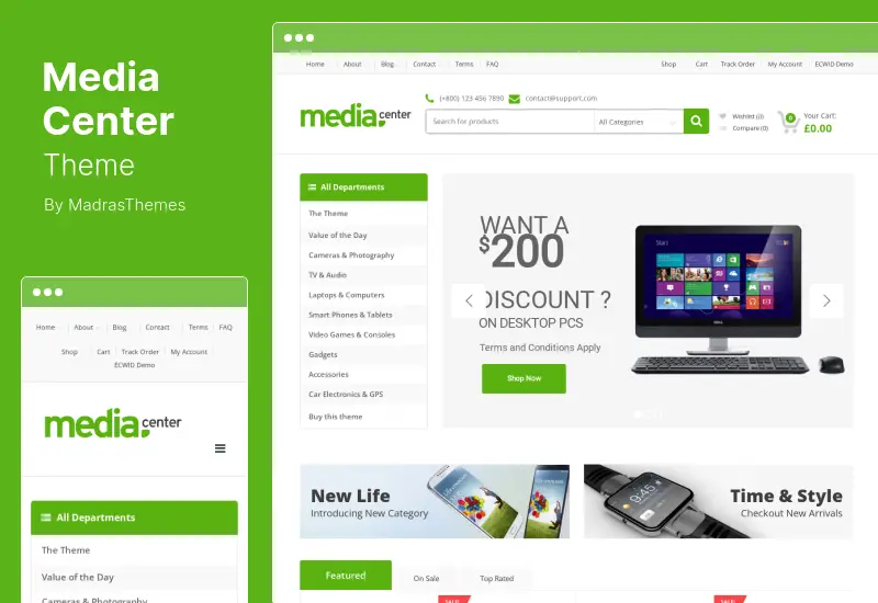 MediaCenter 主题 - 电子商店 WooCommerce 主题