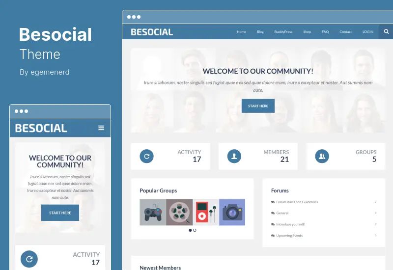 Besocial Tema - BuddyPress Sosyal Ağ ve Topluluk WordPress Teması