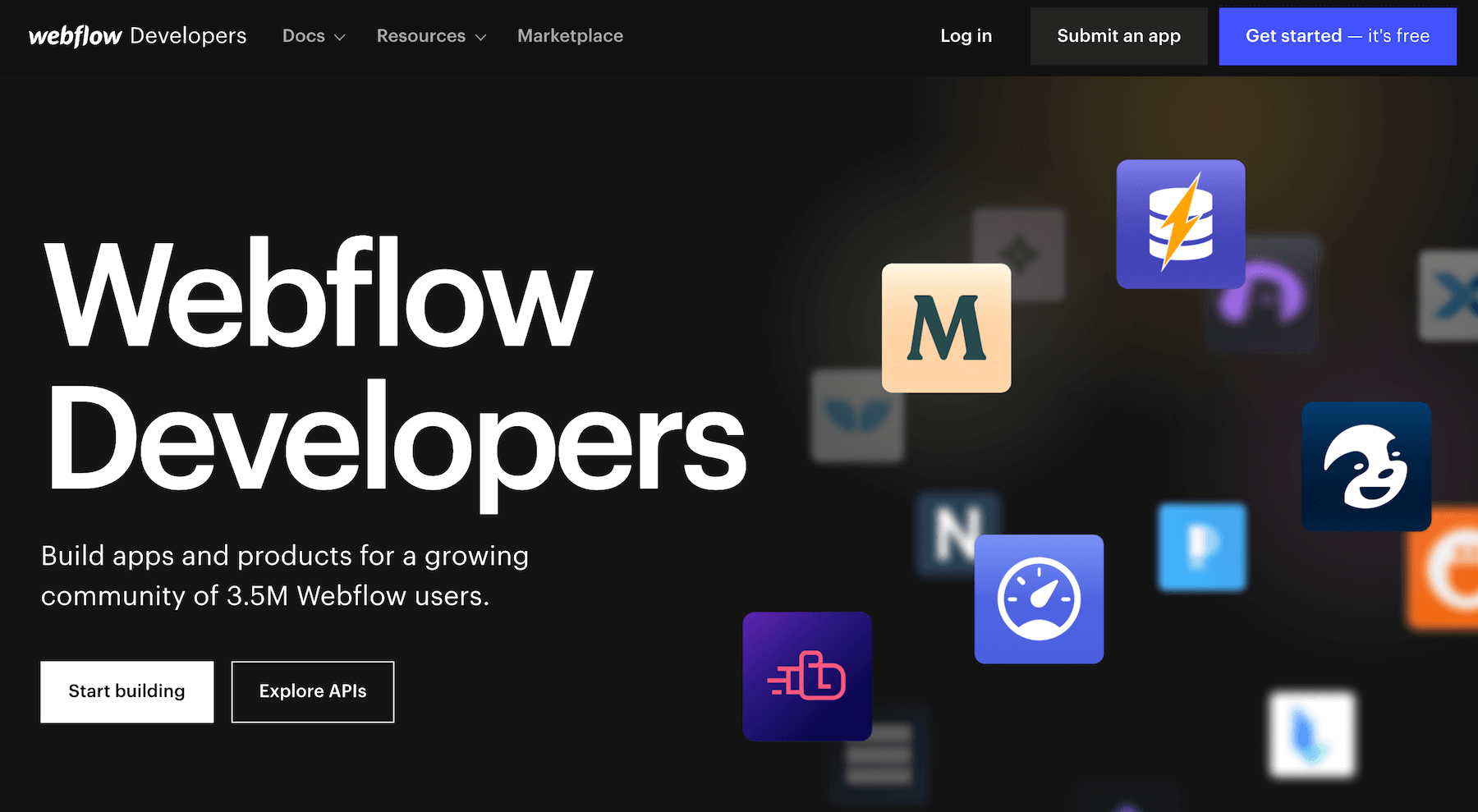 Webflow, temel özelliklerinin üzerine inşa etmenize izin veren bir API'ye sahiptir.