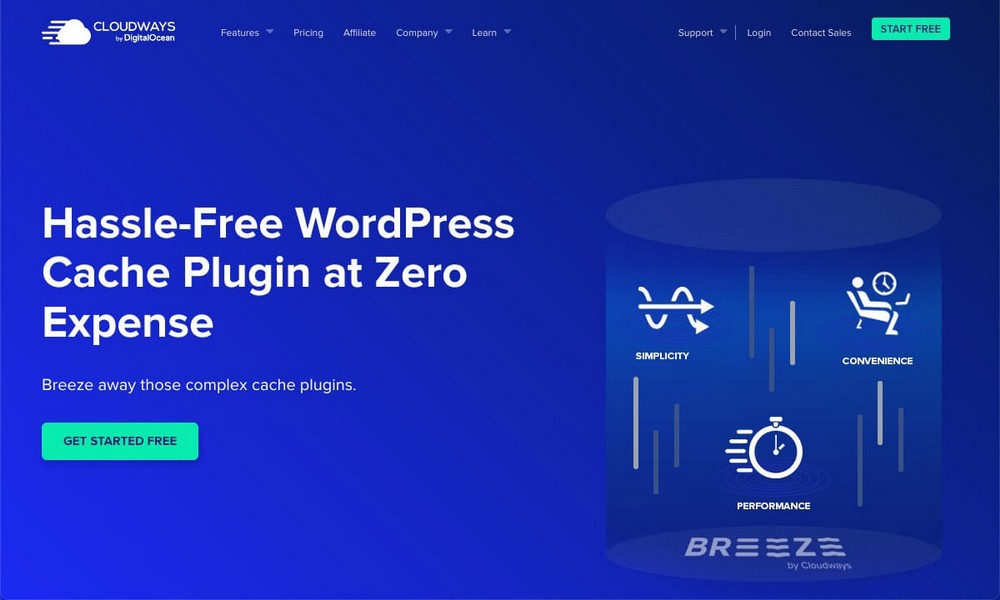 Pagina iniziale del plug-in di memorizzazione nella cache di Breeze