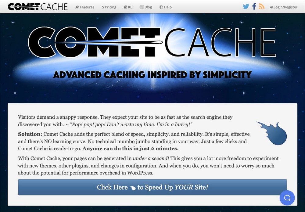 Домашняя страница Comet Cache