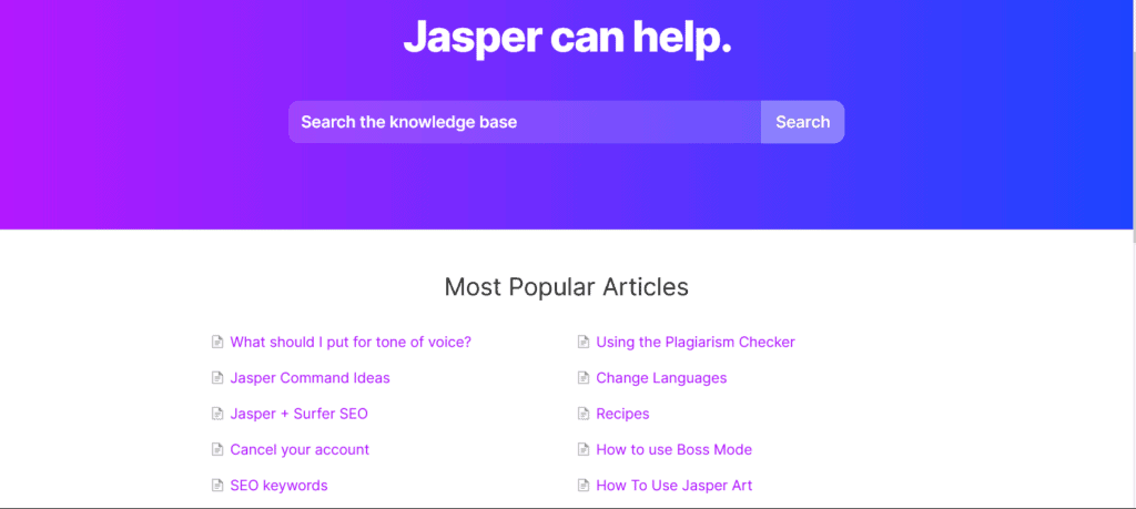 Jasper AI-Kundensupport