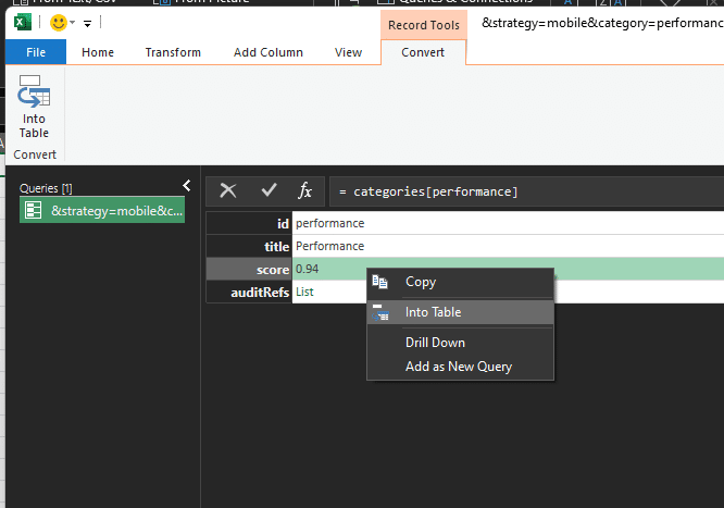 Excel-JSON-Objekt-Drilldown