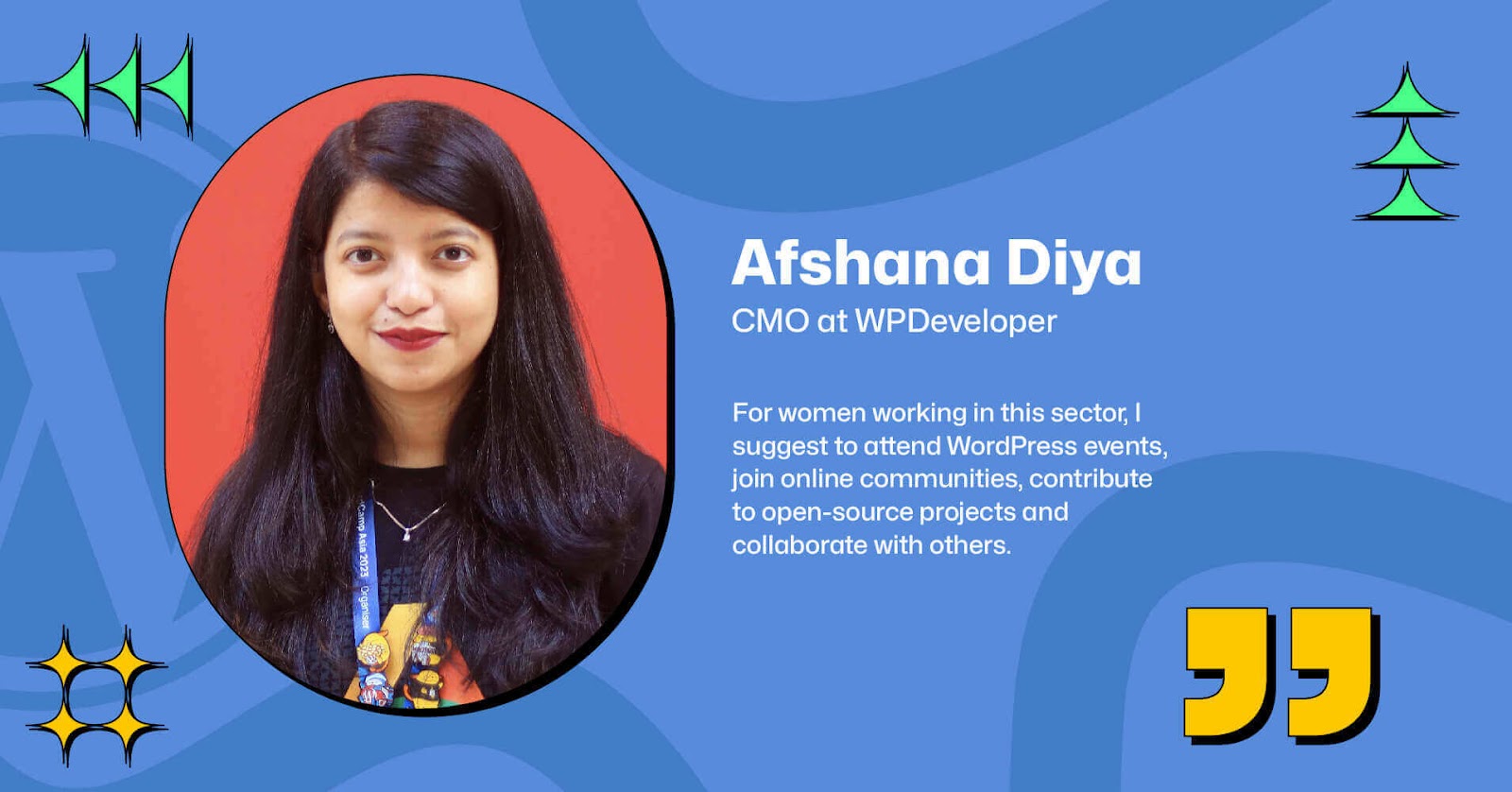 Afshana Diya, CEO, Frauen in WordPress