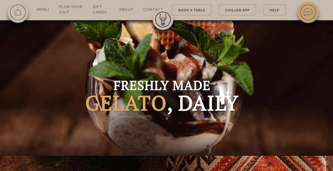 An example of a restaurant website