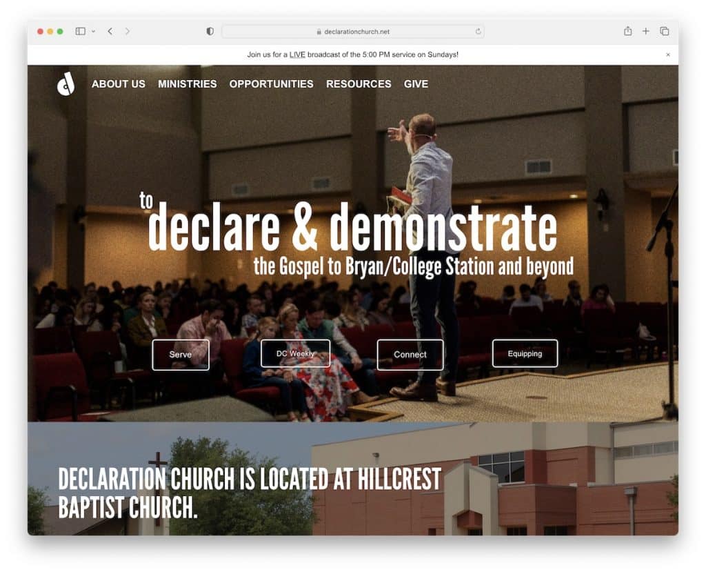 sitio web de la iglesia de declaración