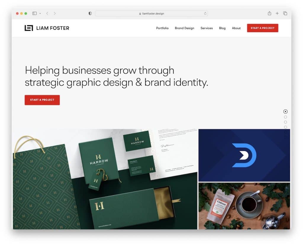 ejemplo de portafolio de liam foster squarespace