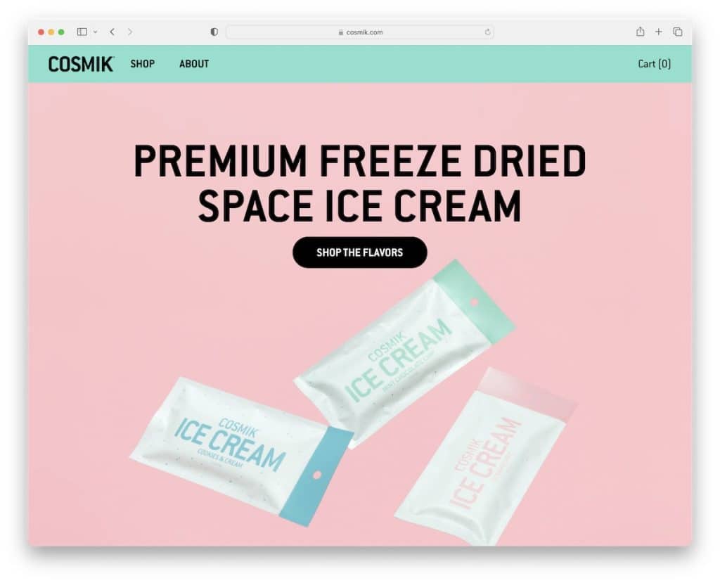 cosmik squarespace 전자상거래 예시