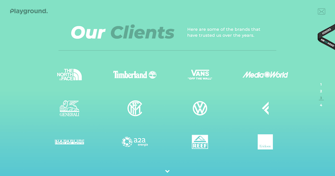 Website der Playground Digital Agency, auf der Kunden vorgestellt werden