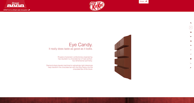 KitKats Website, die ihre Süßigkeiten präsentiert