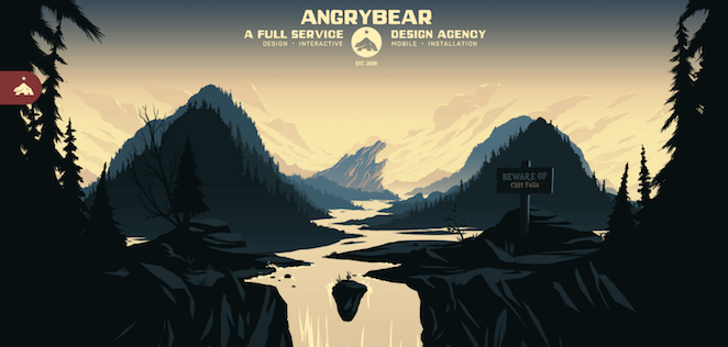 Screenshot der Website von Angry Bear mit einem aufmerksamkeitsstarken Header