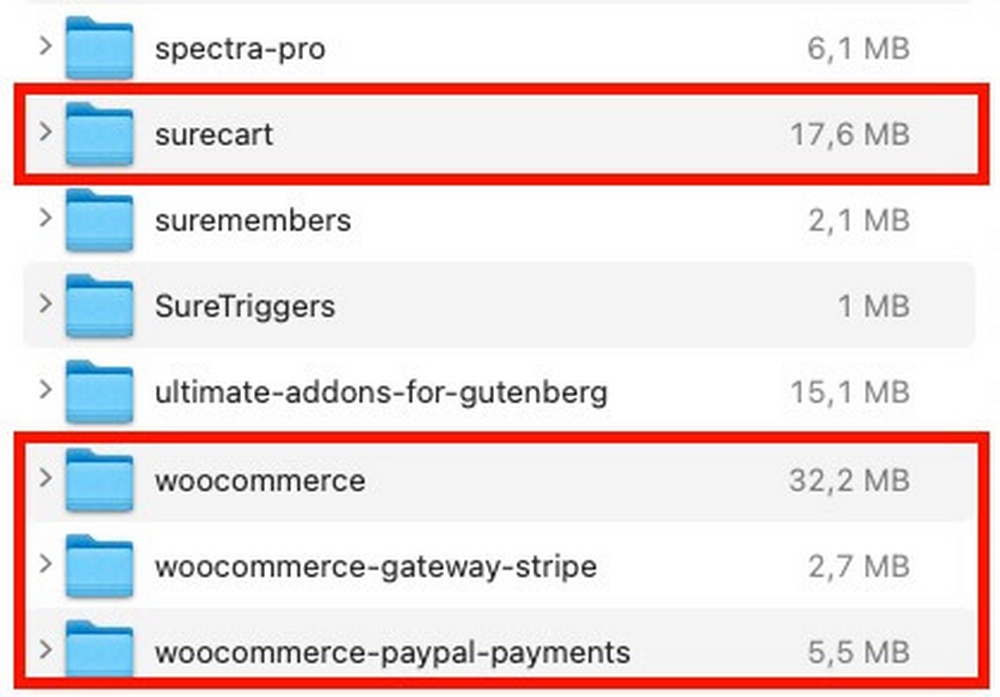 WooCommerce vs. SureCart-Größe