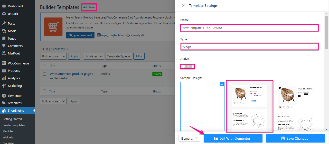 使用 ShopEngine 创建用于构建珠宝业务网站的模板