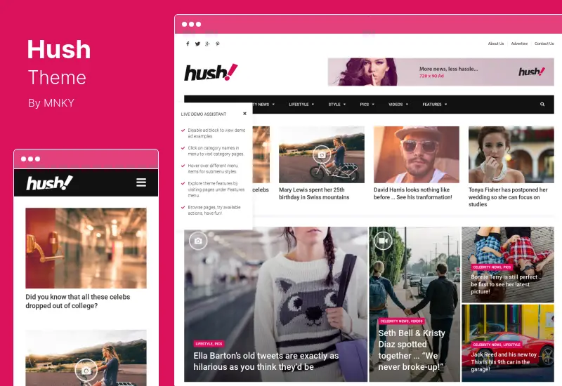 Hush Theme - 名人八卦和娛樂新聞 WordPress 主題