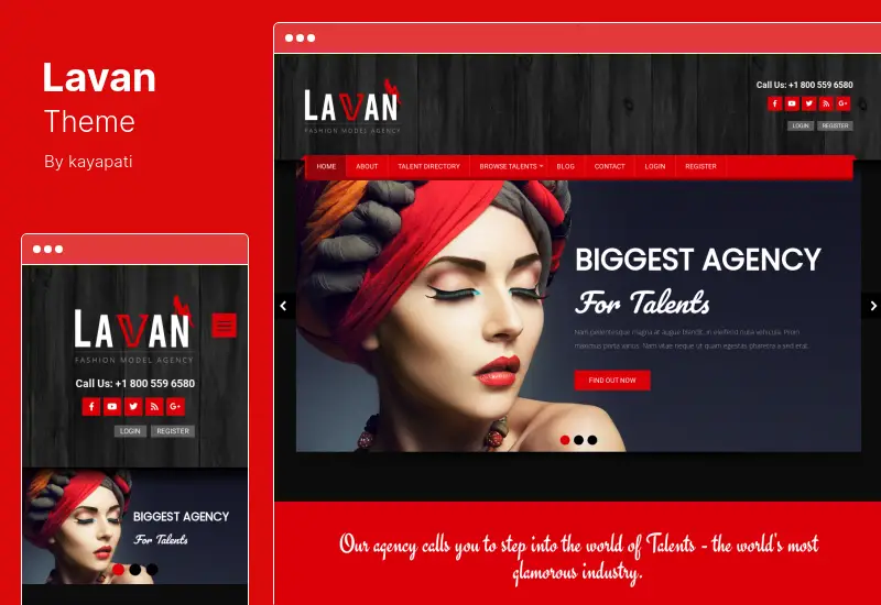 Lavan 主題 - Fashion Model Agency WordPress CMS 主題