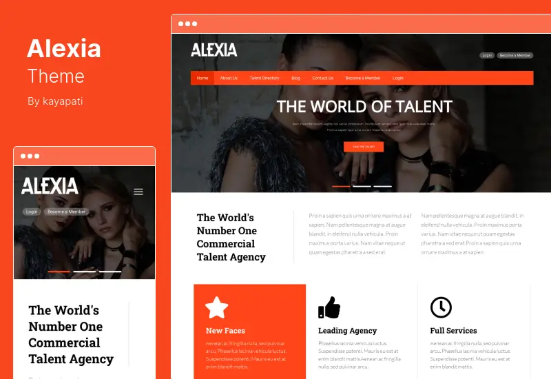 Alexia 主題 - 模特經紀公司 WordPress 主題