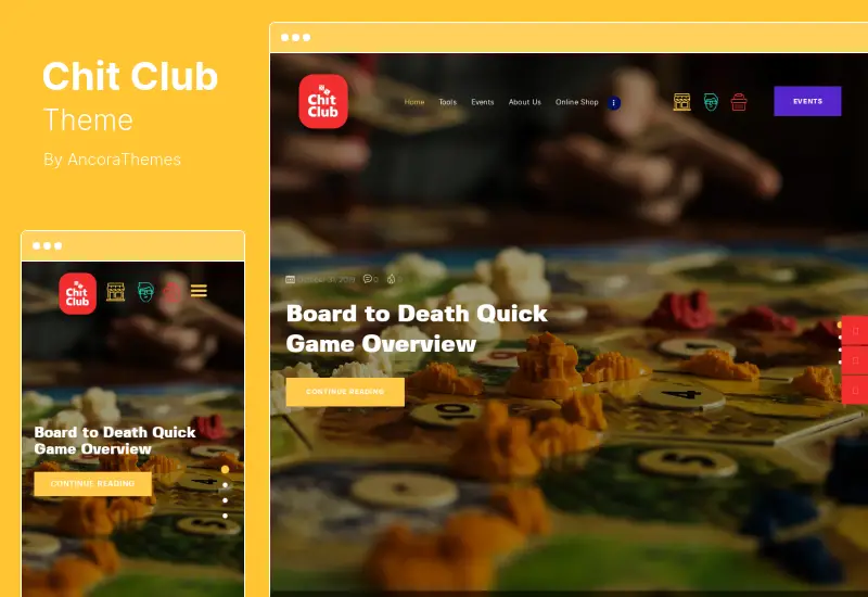 Chit Club 主題 - Board Games Club & Anticafe WordPress 主題