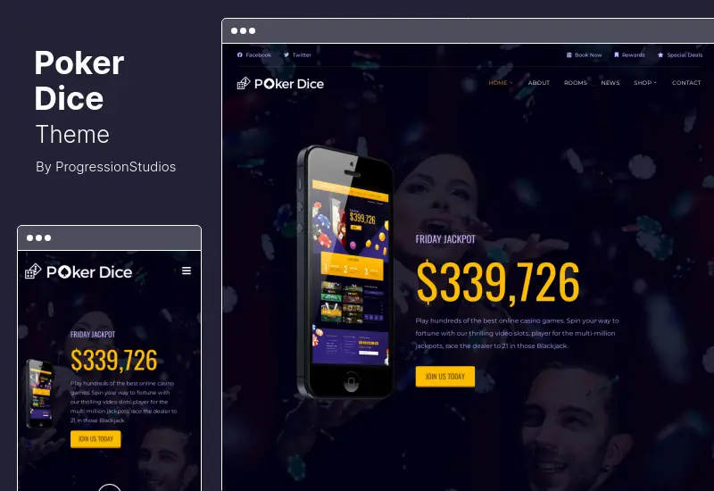 撲克骰子主題 - Casino Resort & Hotel WordPress 主題