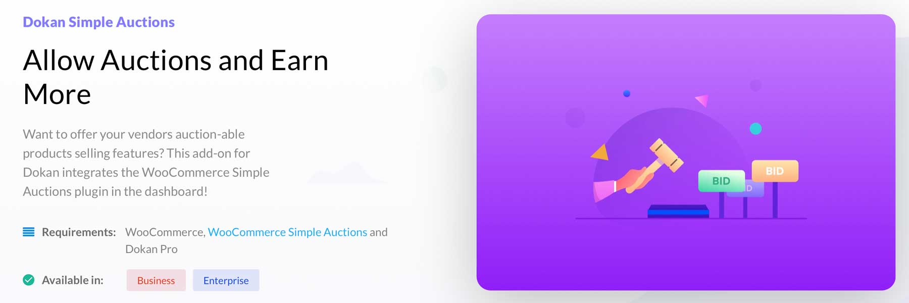 Dokan Simple Auctions-Plugin