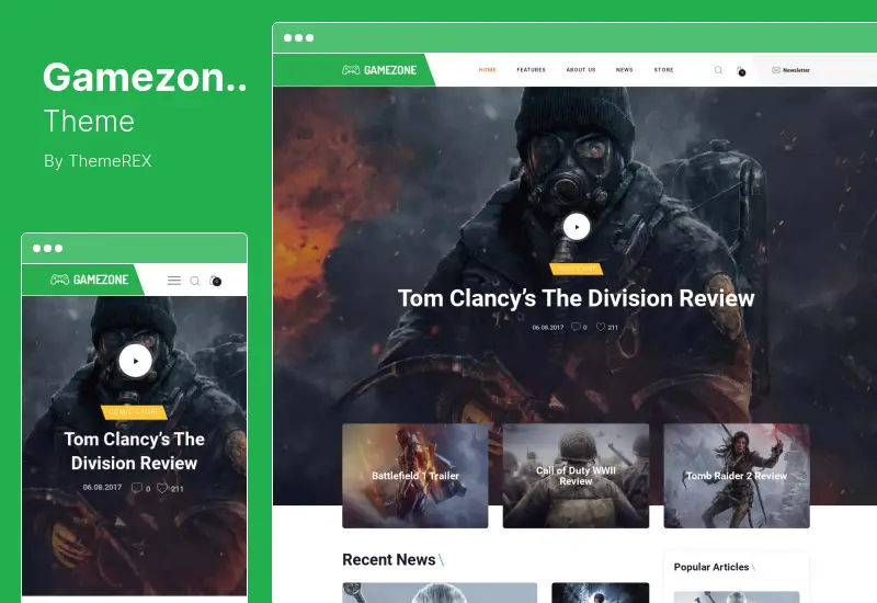 Gamezone-Theme - WordPress-Theme für Videospiel-Blog und eSports-Shop