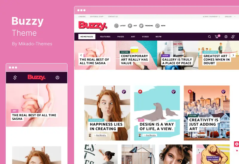 Buzzy Theme - Tema de WordPress para revista creativa