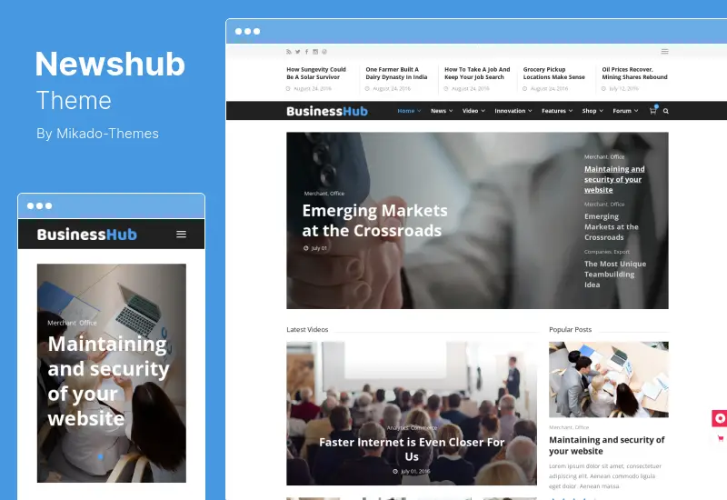 Newshub Theme - Tema de WordPress para revista y portal de noticias