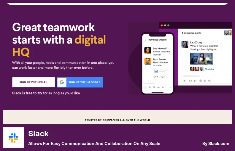 Slack: permite una fácil comunicación y colaboración a cualquier escala