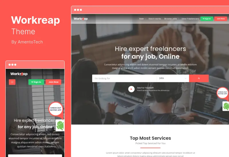 Workreap Theme - Tema de WordPress para directorio y mercado independiente