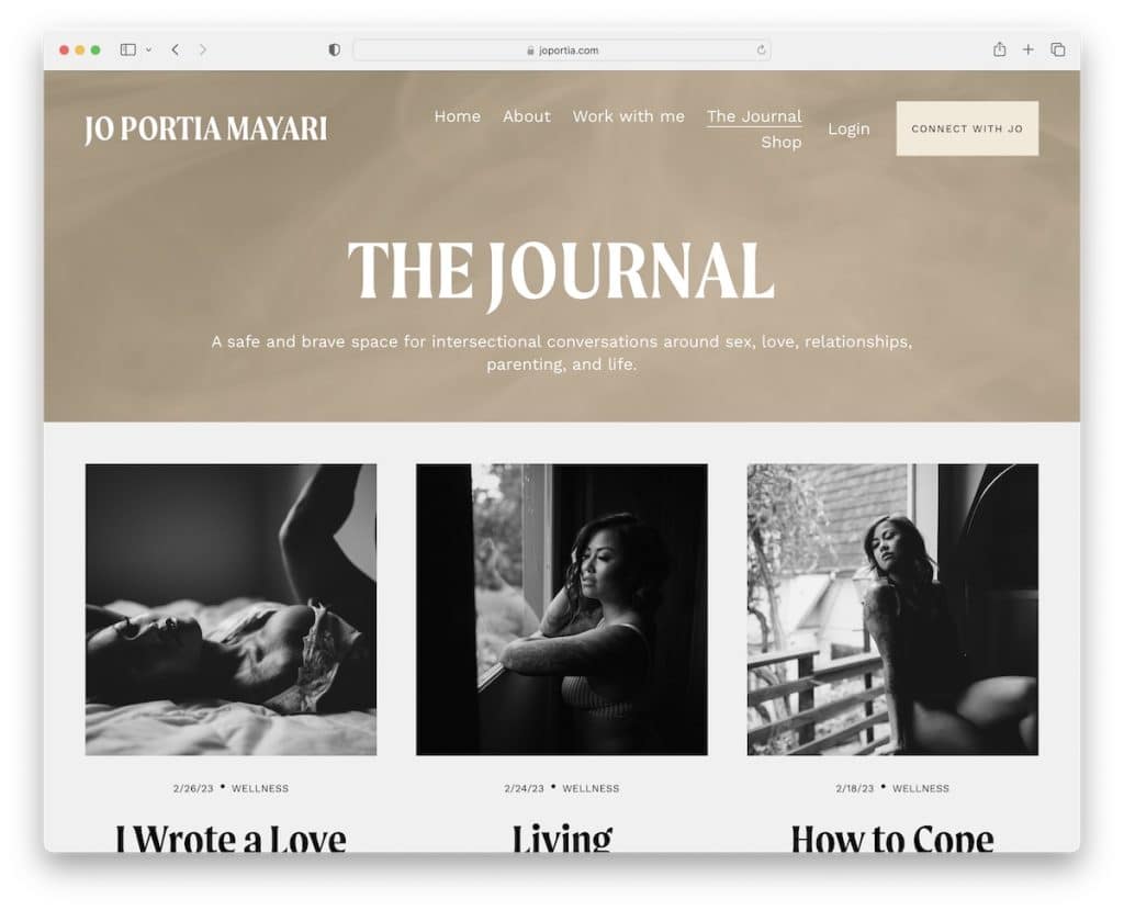 esempio di blog di jo portia mayari squarespace