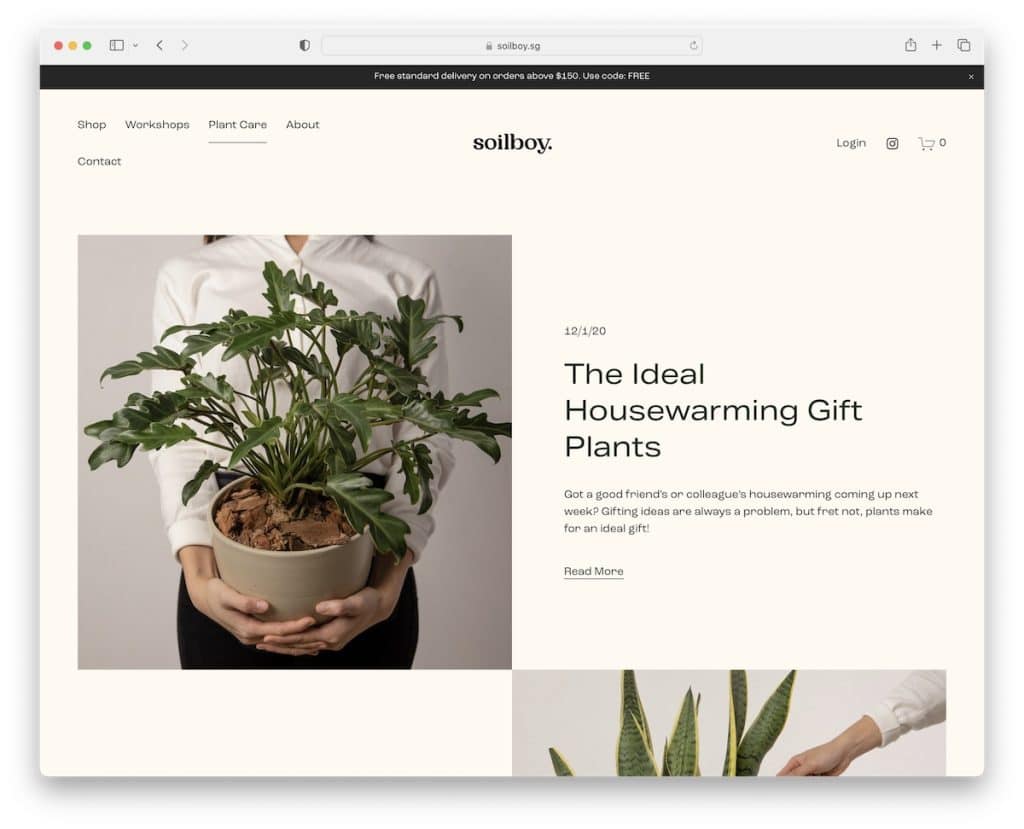 esempio di blog di soilboy squarespace