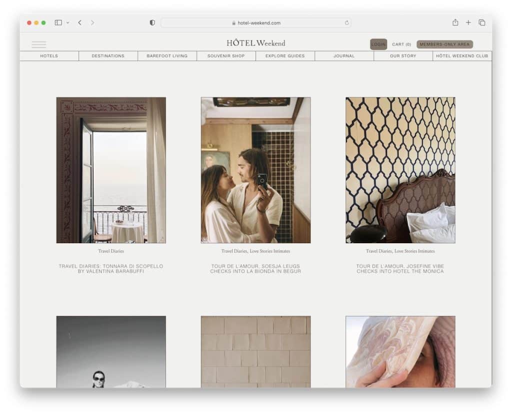 esempio di blog squarespace per il fine settimana in hotel