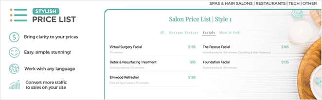 Stylish price list WordPress restaurant menu plugin