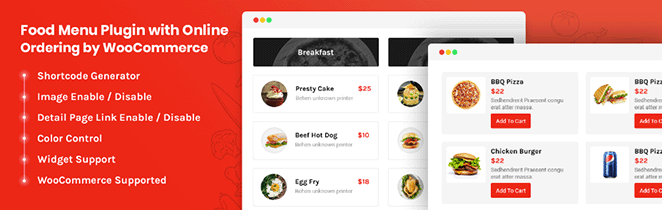 Food Menu plugin WooCommerce