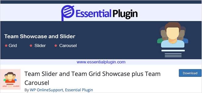 WordPress team showcase and slider plugin