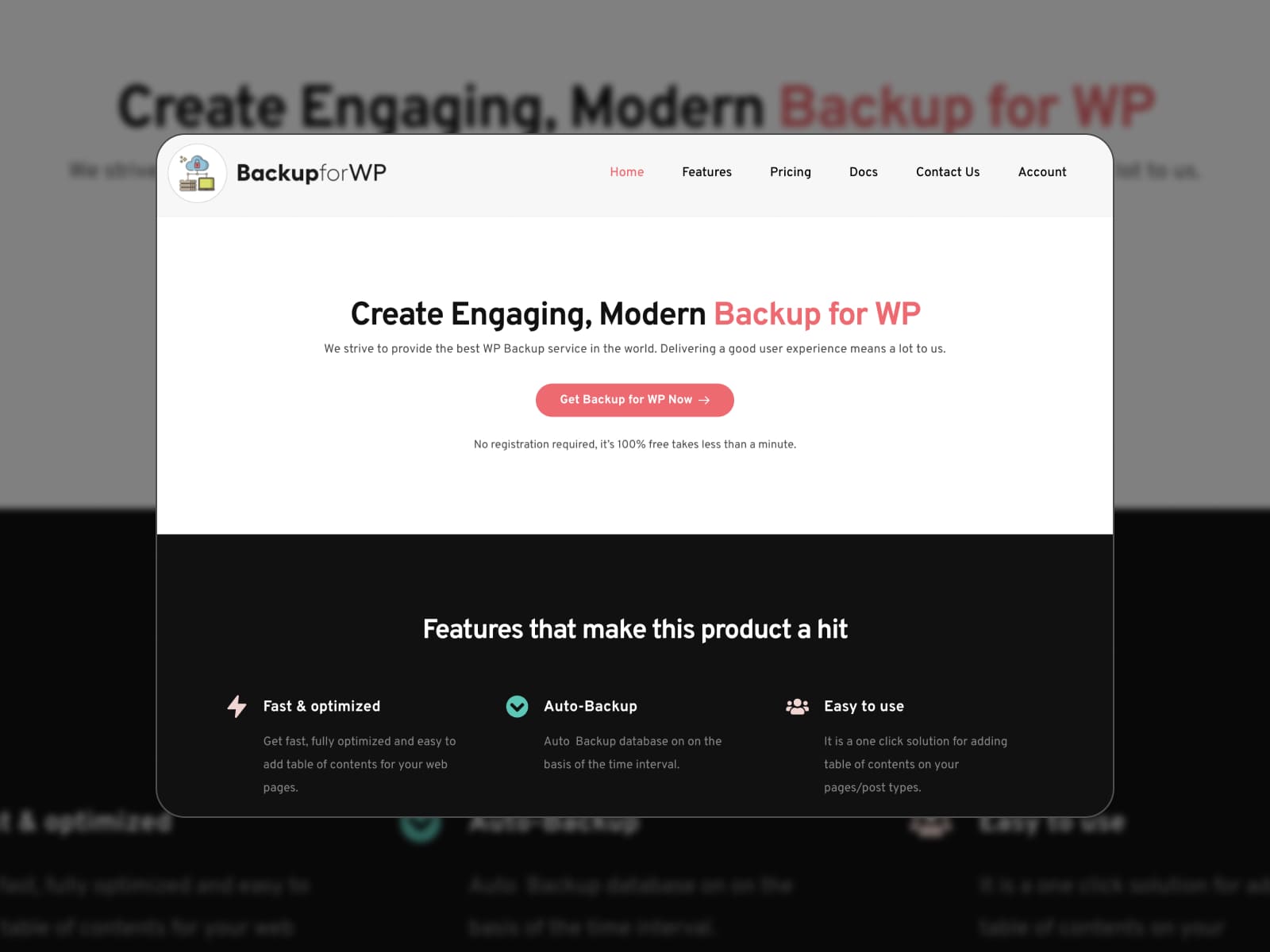 Strona główna wersji premium wtyczki WP Database Backup WordPress