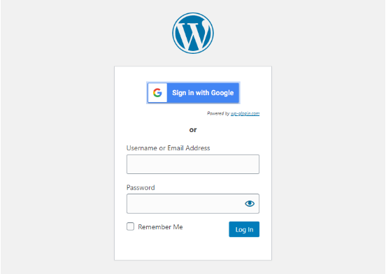 تعرض شاشة تسجيل الدخول إلى WordPress خيار تسجيل الدخول باستخدام Google