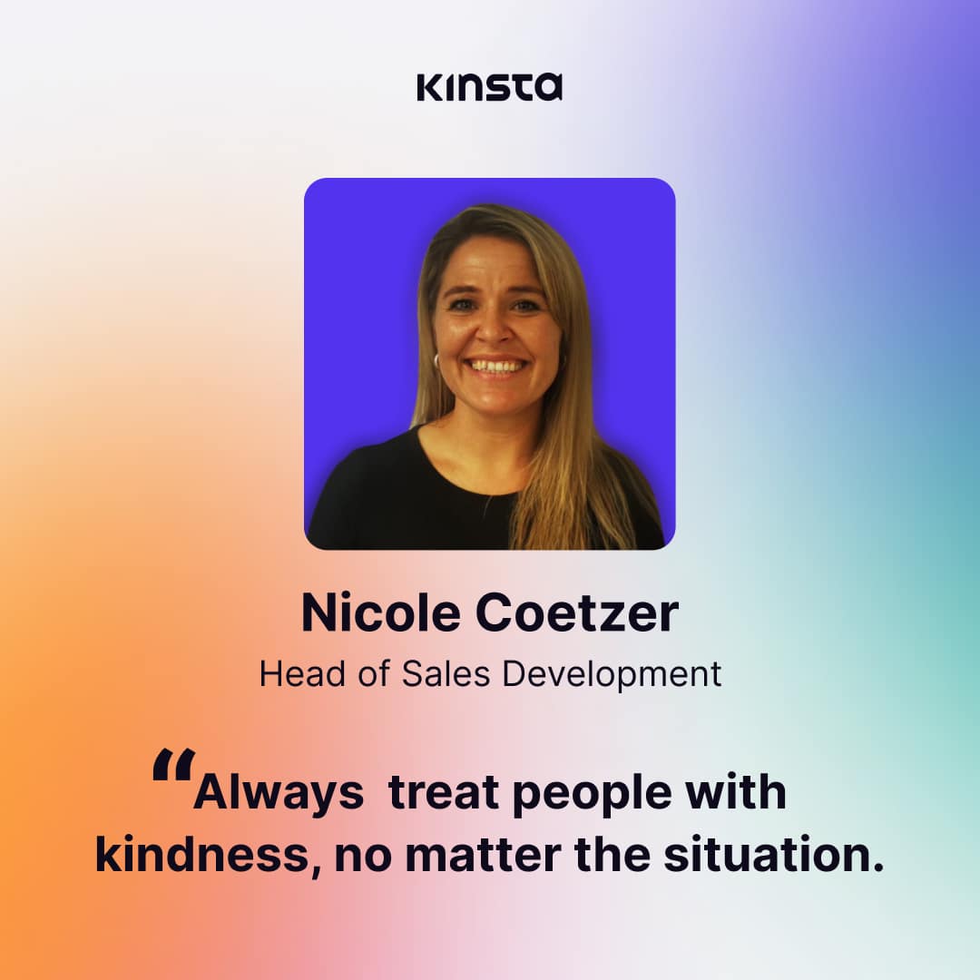 Nicole Coetzer ، رئيس تطوير المبيعات في Kinsta