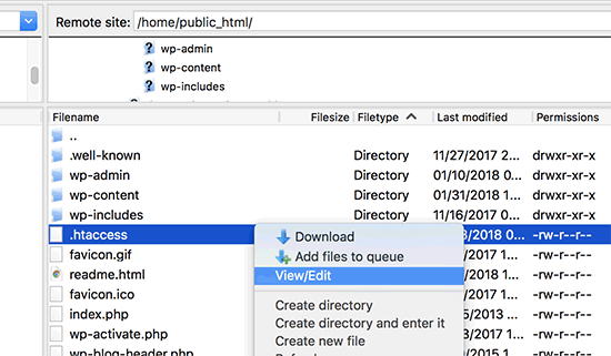 Editing .htaccess file in WordPress
