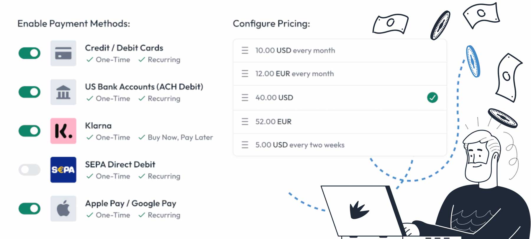 Métodos de pago WP Simple Pay