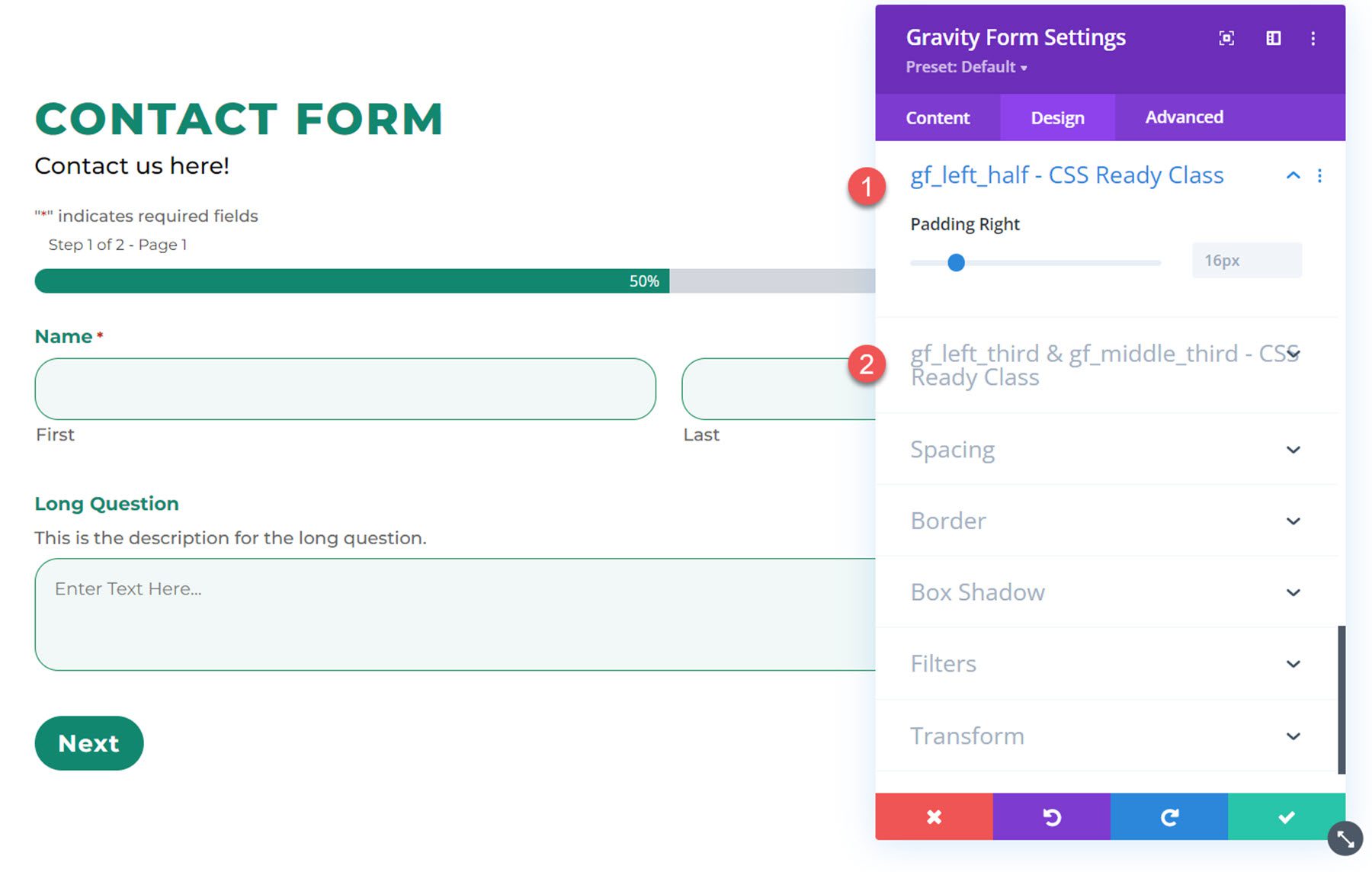 Divi Plugin Evidenzia Divi Gravity Forms CSS Ready Class